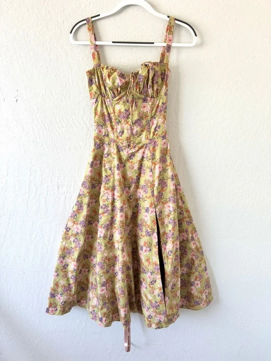 House of CB 'Carmen' Peony Print Bustier Sundress XS New - Picture 2 of 14